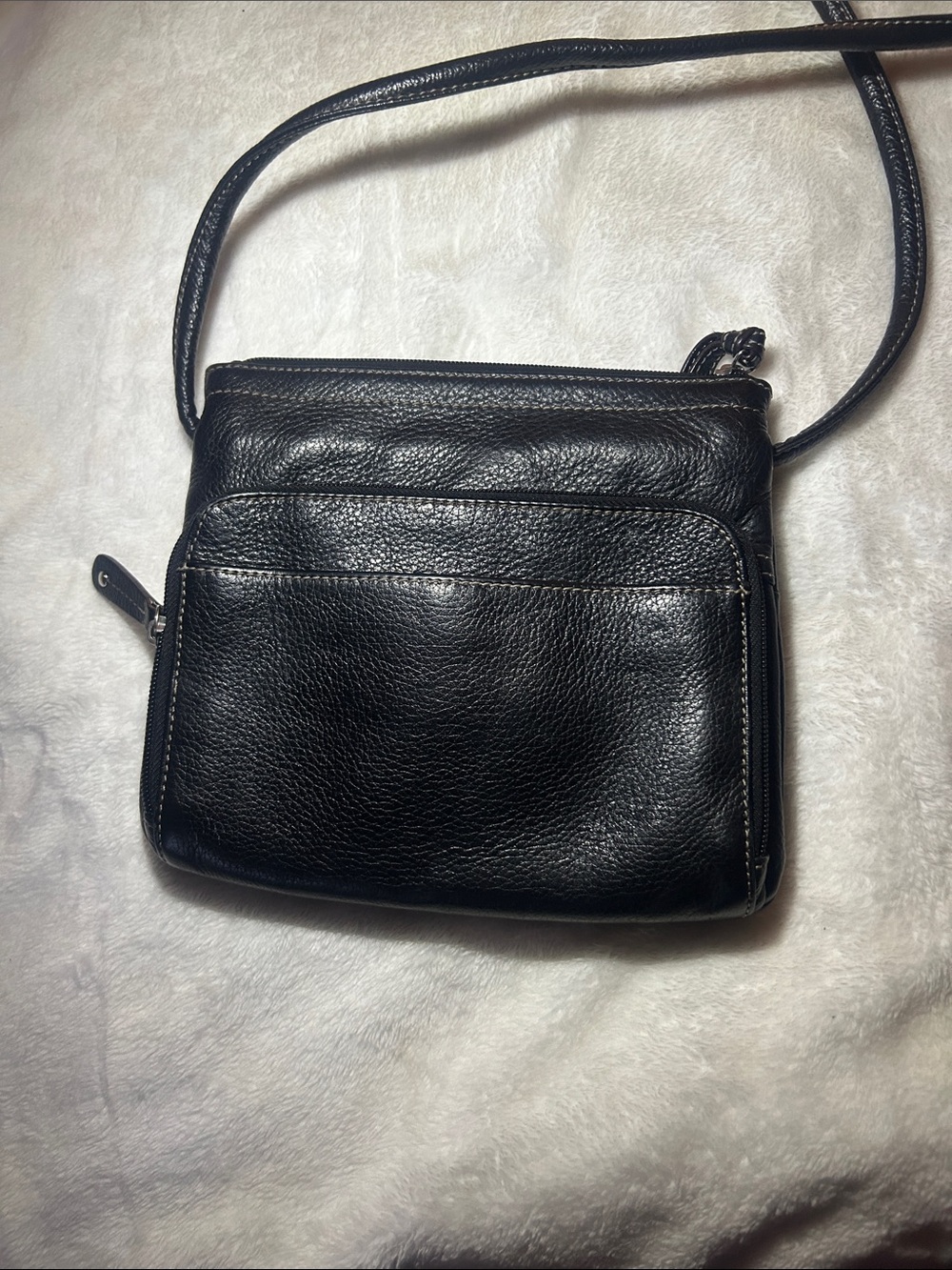 Black Leather Crossbody Bag with Front Pockets - Picture 5 of 7